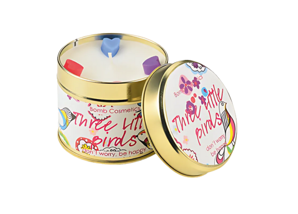 Three Little Birds Tin Candle