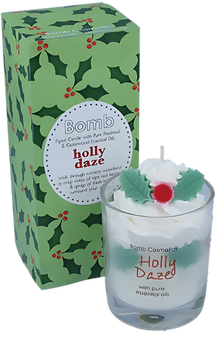 Holly Daze Piped Glass Candle