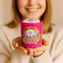 Thank You Flower Piped Glass Candle