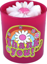Thank You Flower Piped Glass Candle
