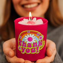Thank You Flower Piped Glass Candle