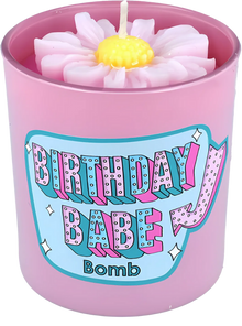 Birthday Babe Flower Piped Glass Candle