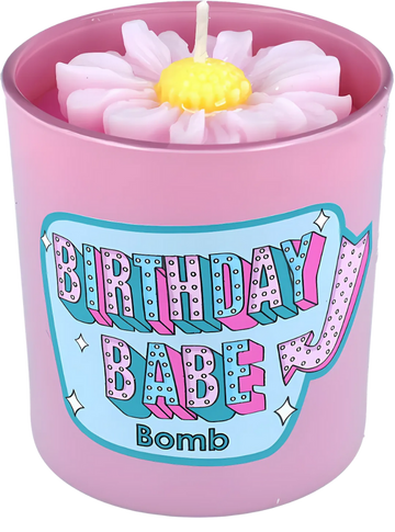 Birthday Babe Flower Piped Glass Candle