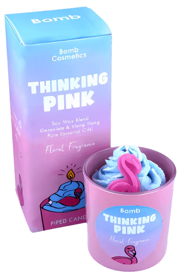 Thinking Pink Piped Glass Candle