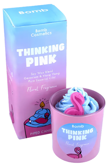 Thinking Pink Piped Glass Candle