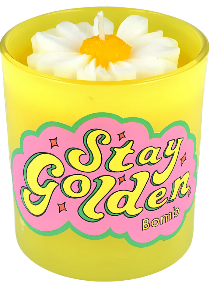 Stay Golden Flower Piped Glass Candle