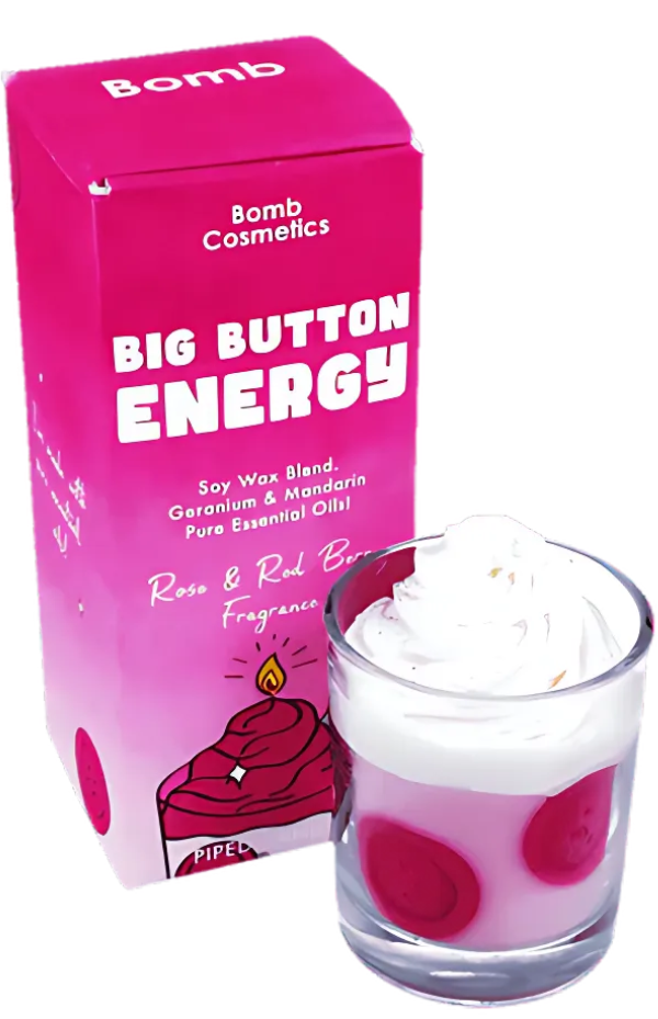 Big Button Energy Piped Glass Candle