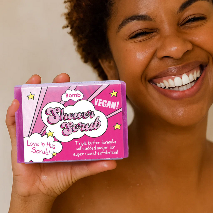 Sherscrub Love in this Solid Shower Scrub