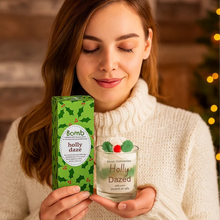 Holly Daze Piped Glass Candle