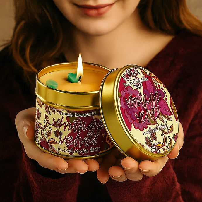Vintage Velvet Tin Candle