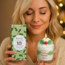 Holly Daze Piped Glass Candle