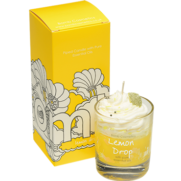 Lemon Drop piped Glass Candle